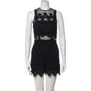 Alexis Designer Black lace Emmbroidered Sleeveless Romper
